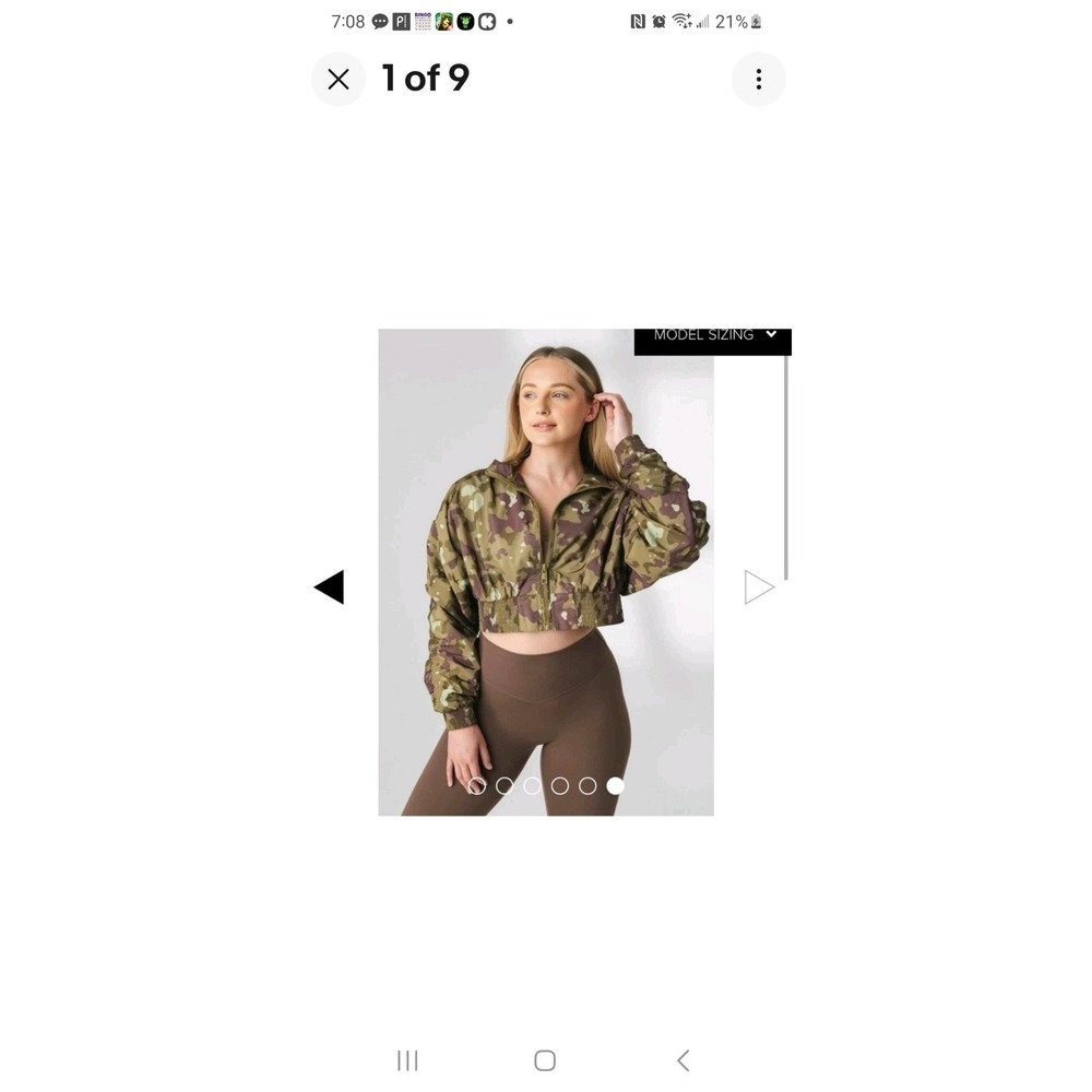 NWT Vitality Balance Athletica Crop Jacket‎ Woodland Size Medium